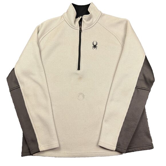Spyder Active Sports Logo Henley Sweater Adult Large 1/4 Zip Two-Tone Sweatshirt - Picture 1 of 11
